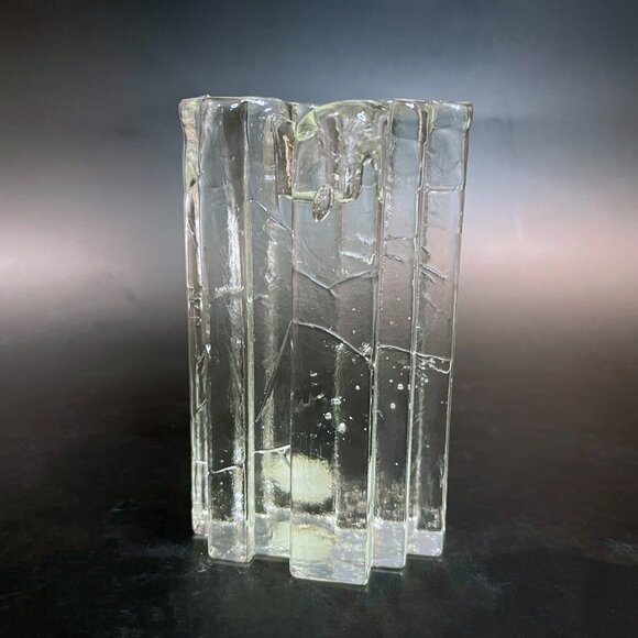 Bohemian Crystal Glass Ice Block Candle Holders Set of 3 Bohemia Glass - Picture 8 of 16